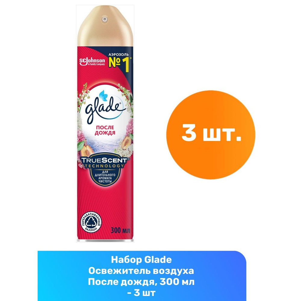 Glade Освежитель воздуха После дождя, 300 мл - 3 шт #1