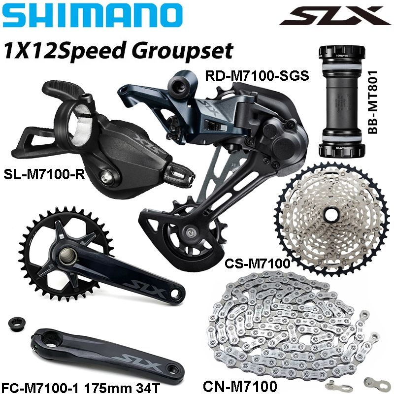 Shimano Slx M7100, группа скоростей 1x12, переключение SL-R/RD-SGS (Без окном), кассета 10-51T, цепь #1