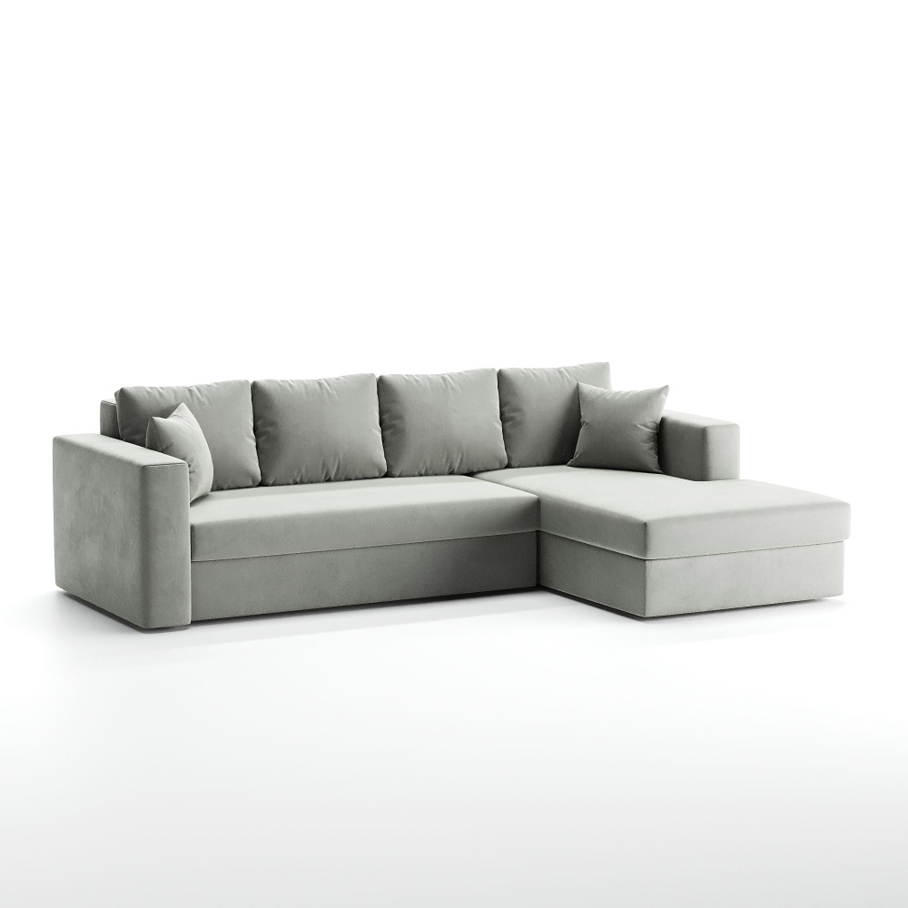 Mebel House Shop Угловой диван Ланкастер Zara Light Gray 17 раскладной; Еврокнижка; 285х90х185 см  #1