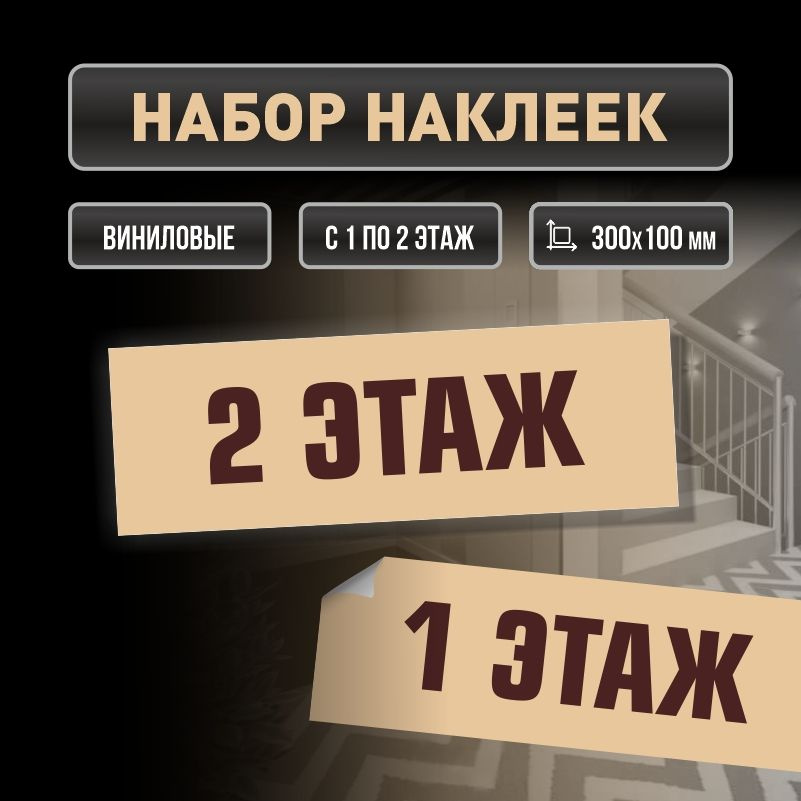 Набор наклеек с номерами этажей 1-2, для многоквартирного жилого дома 30х10 см ПолиЦентр #1