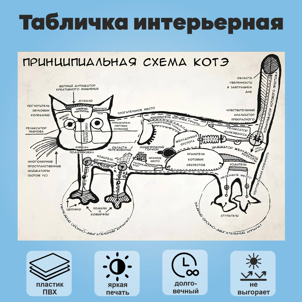 Табличка интерьерная "Принципиальная схема котэ", А4 #1