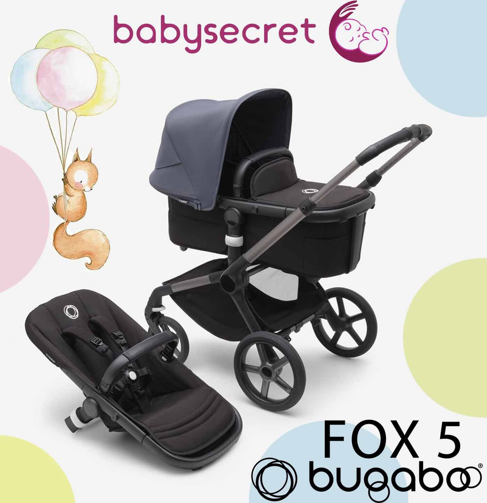 Детская коляска 2 в 1 Bugaboo Fox5 на шасси Grey/ black/ Stormy blue #1