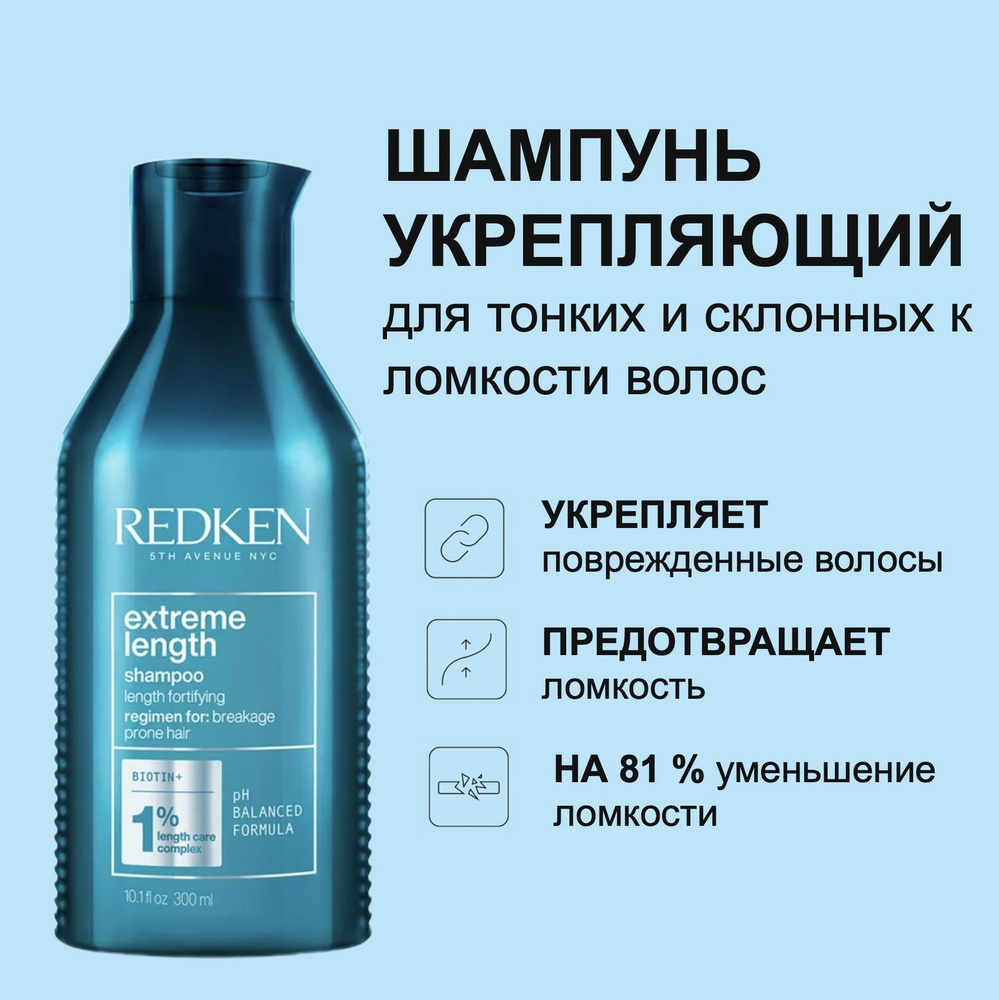 Redken Шампунь укрепляющий для тонких и склонных к ломкости волос Extreme Length 300млRedken Шампунь #1