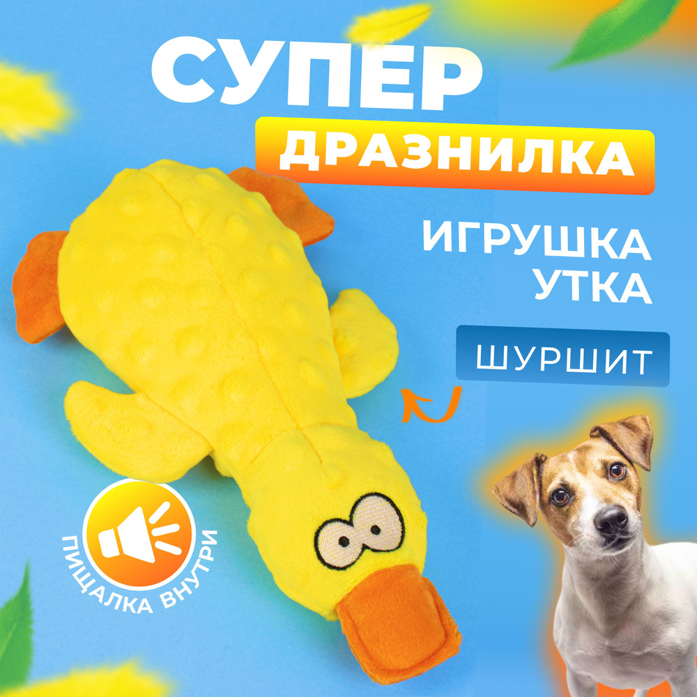 Игрушка для собак и щенков мелких, крупных пород - Утка - купить с  доставкой по выгодным ценам в интернет-магазине OZON (1446546599)