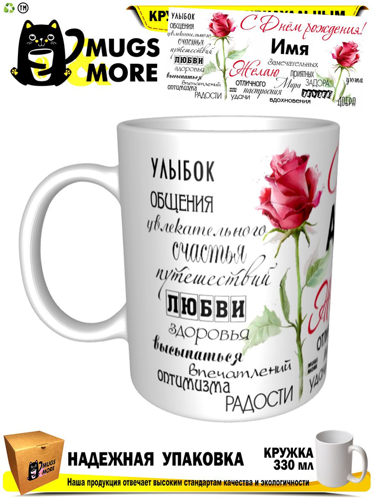 Mugs & More Кружка "С Днем рождения! Айнагуль", 330 мл, 1 шт #1