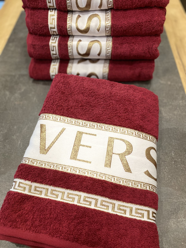 Versace Пляжные полотенца, Хлопок, 100x140 см, бордовый, 1 шт. #1