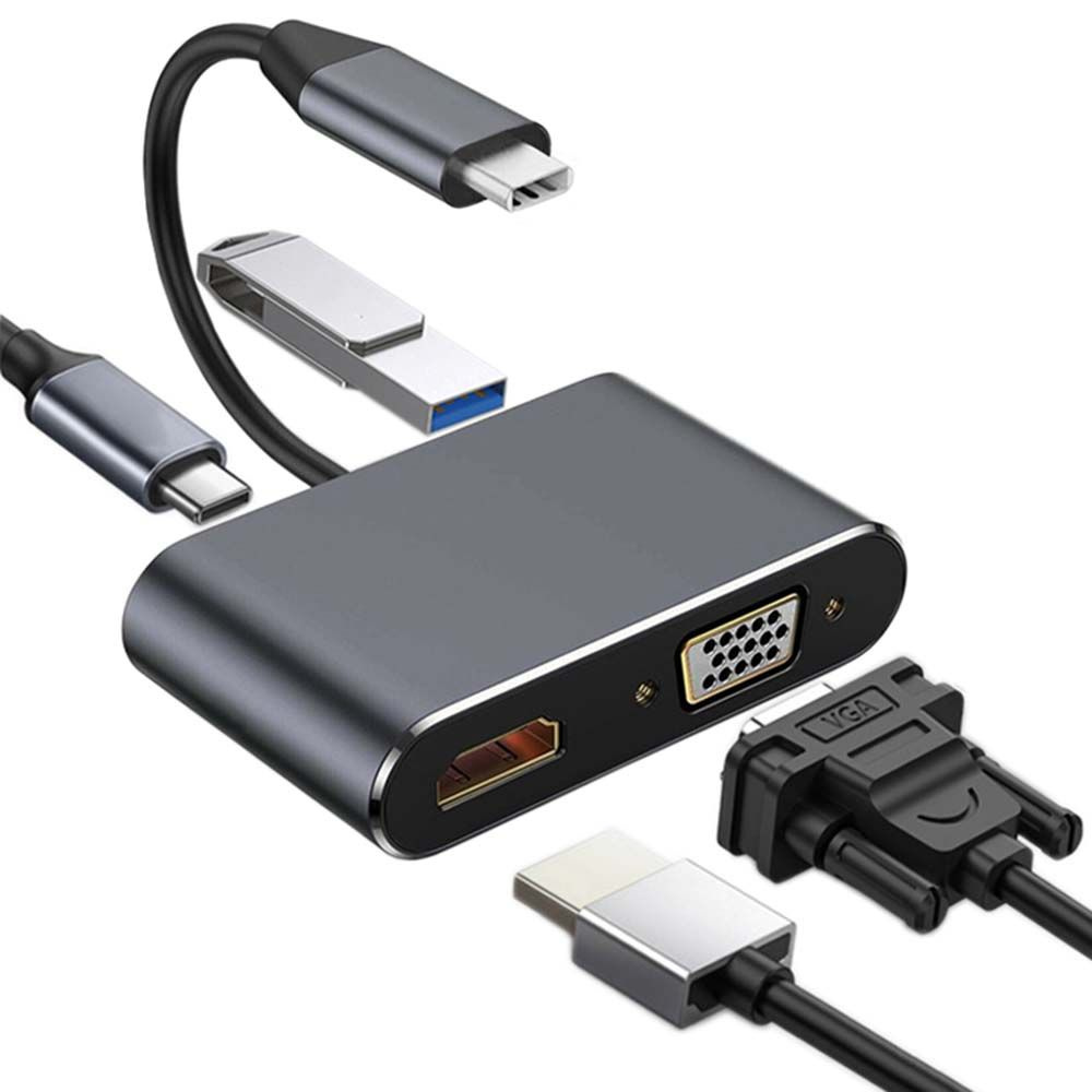 USB C to HDMI VGA адаптер хабы и док-станции, USB Тип C 4K HDMI 1080P VGA Порт с четырьмя концентраторами, #1