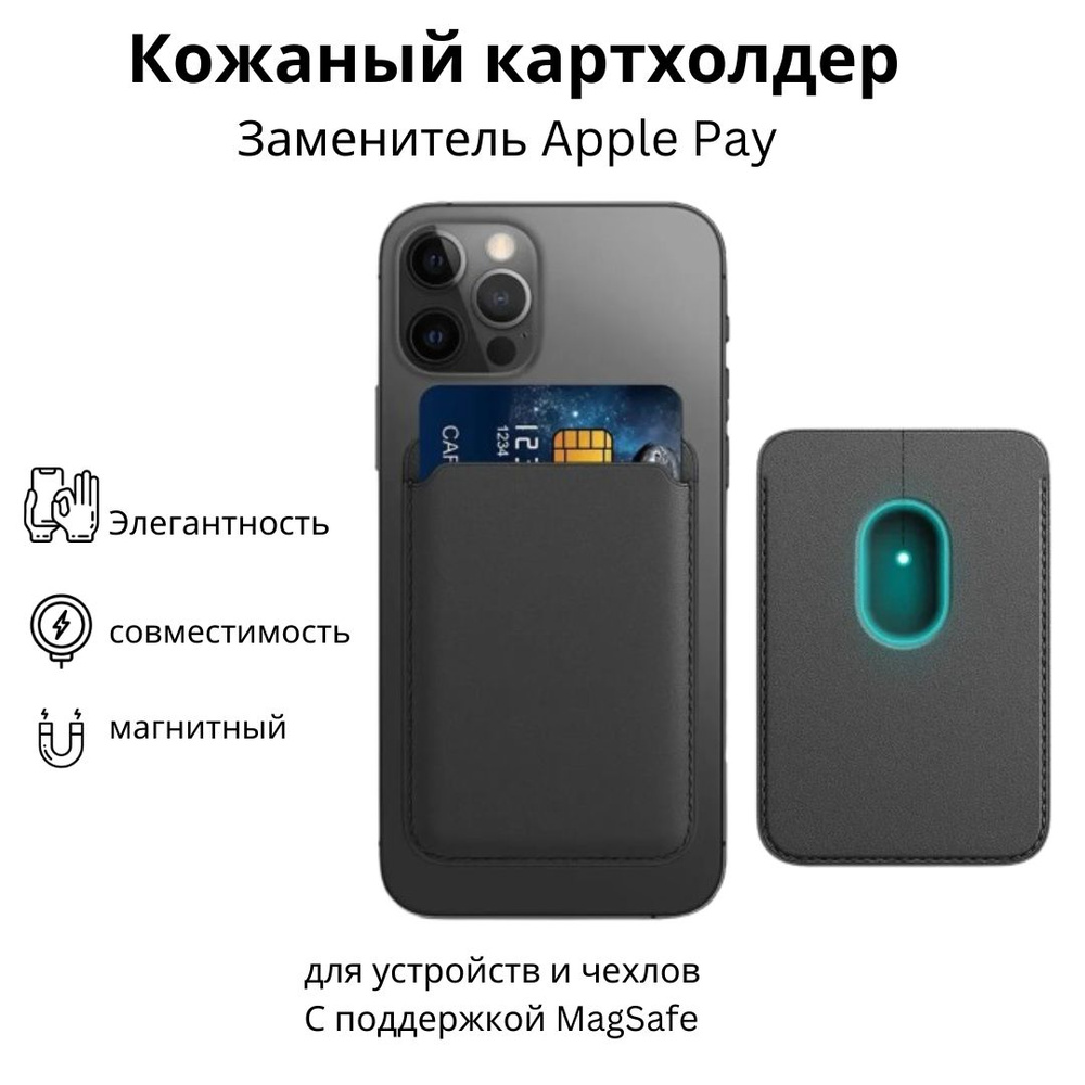 Кожаный картхолдер MagSafe для Apple iPhone / Картхолдер на айфон ...
