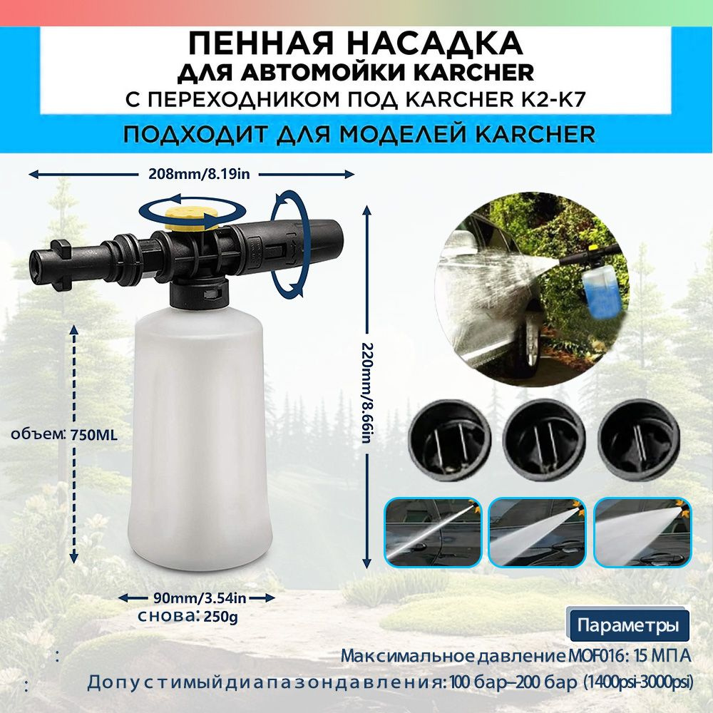 аксессуар для минимоек karcher/Регулируемая насадка для пены (пеногенератор) для пистолета для мойки #1