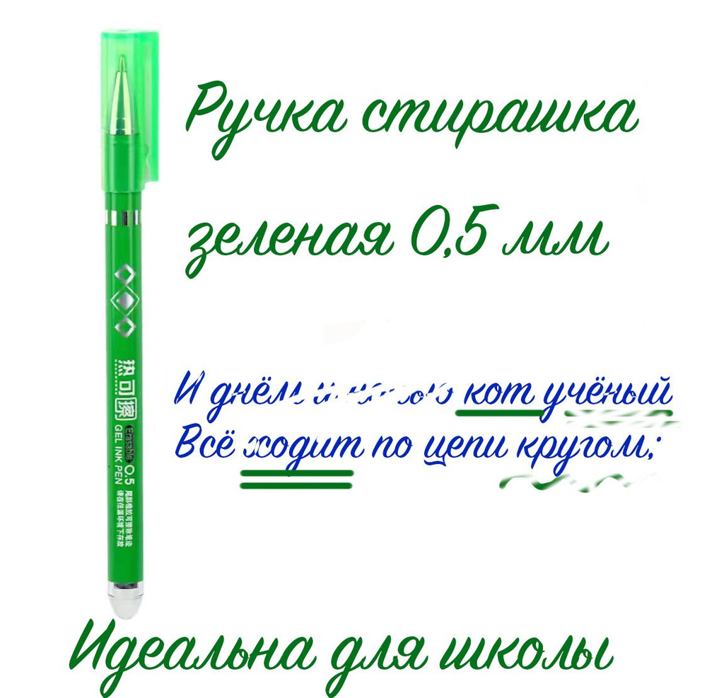 Ручка пиши стирай зеленая +3 стержня, со стираемыми чернилами, 0,5 мм. Подходит для школы  #1