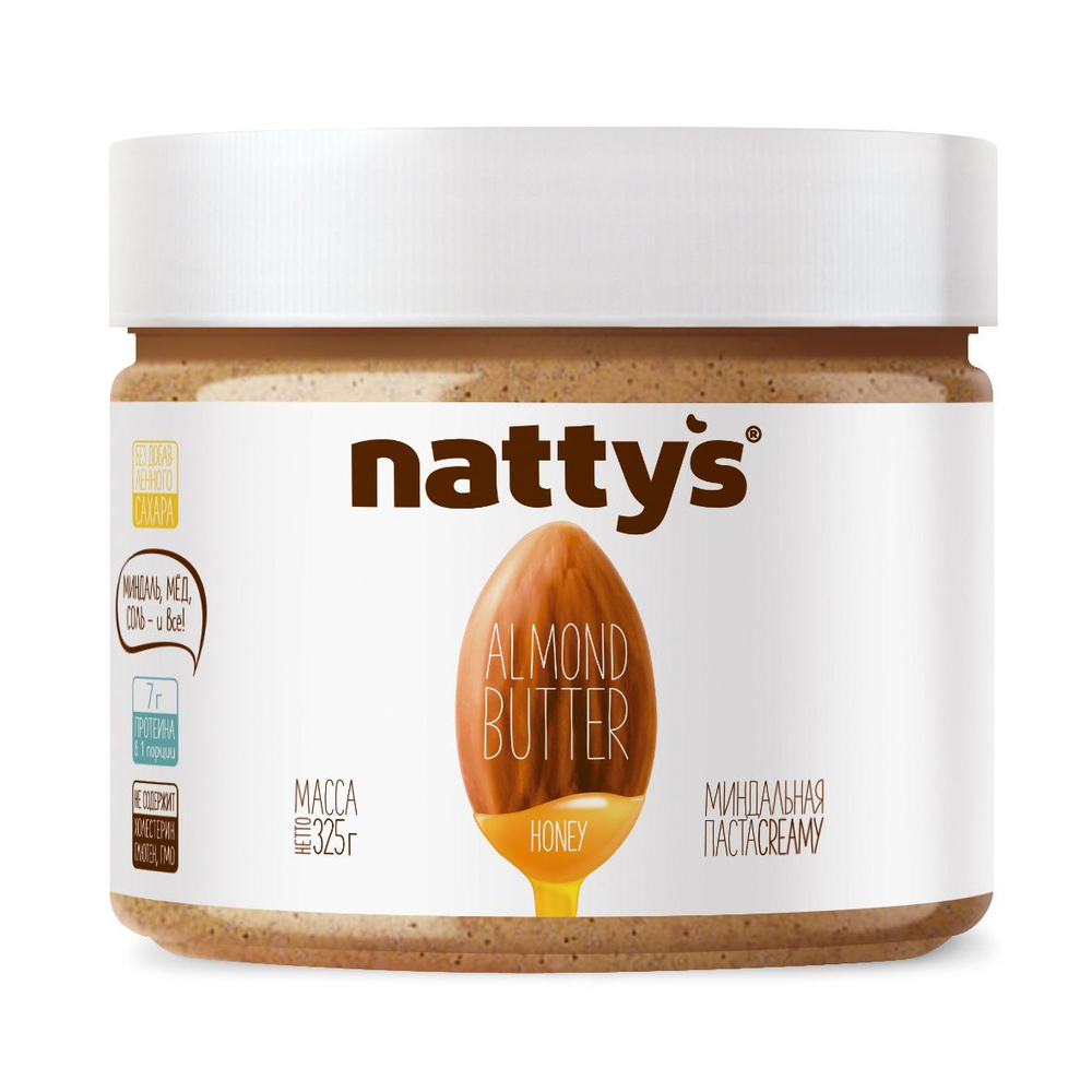 Миндальная паста Nattys HONEY с мёдом, 325 г #1