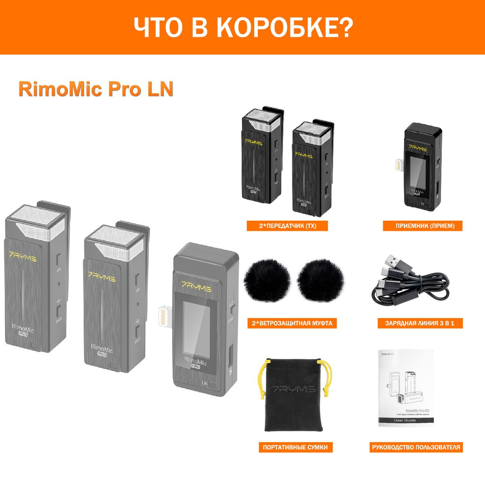 7Ryms Микрофон для мобильного устройства Rimomic Pro LN, черный #1