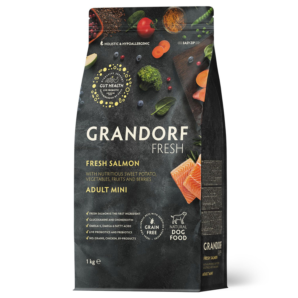 GRANDORF Fresh Dog Adult MINI Salmon&Sweet Potato (Свежее филе лосося с ...