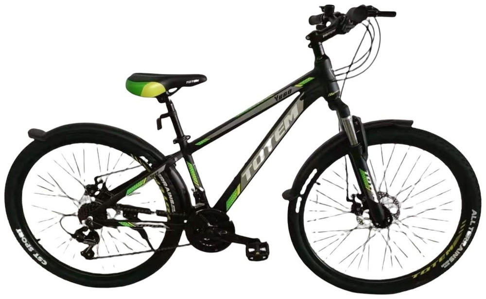 Велосипед горный Totem Y690L с гидравлическими тормозами, черно-зеленый ...