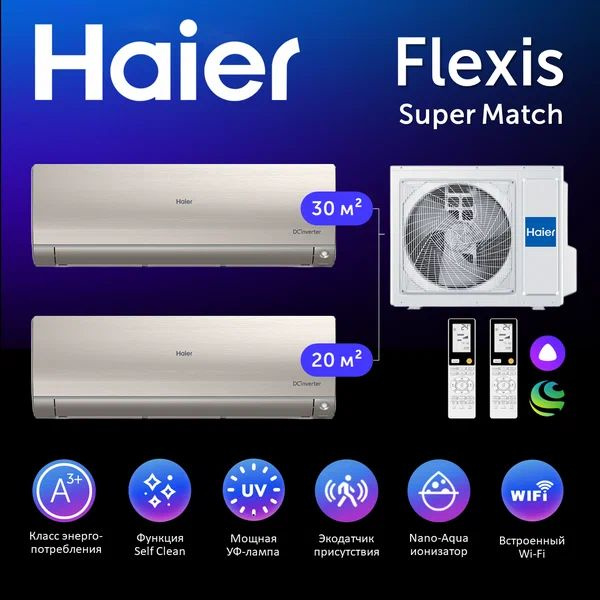 Mульти сплит-система HAIER AS35S2SF2FA-G X 2 / 2U50S2SM1FA #1