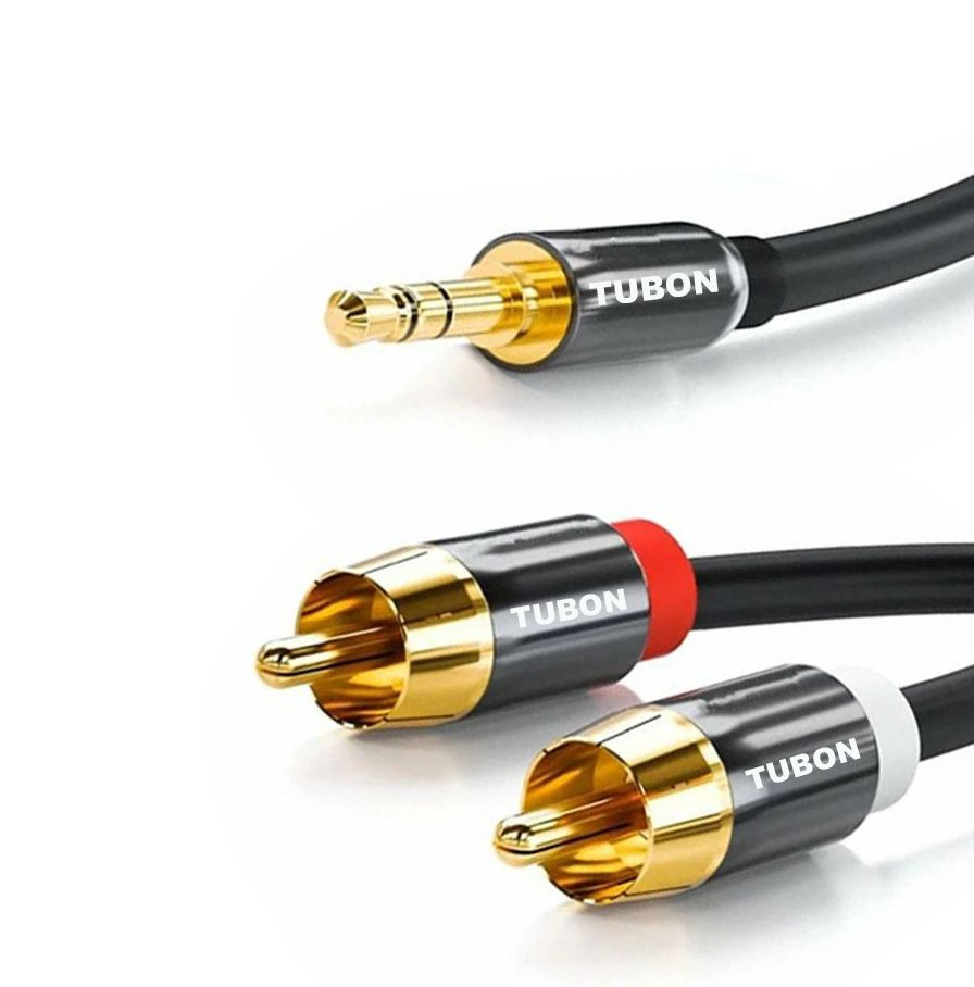 Кабель TUBON Аудио 3.5 мм mini jack (M) - 2 x RCA (M) MJ2R002 5м #1