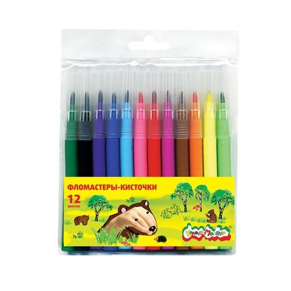 Фломастеры Каляка-Маляка Кисточки, 12 цветов (ФККМ12) - купить с ...