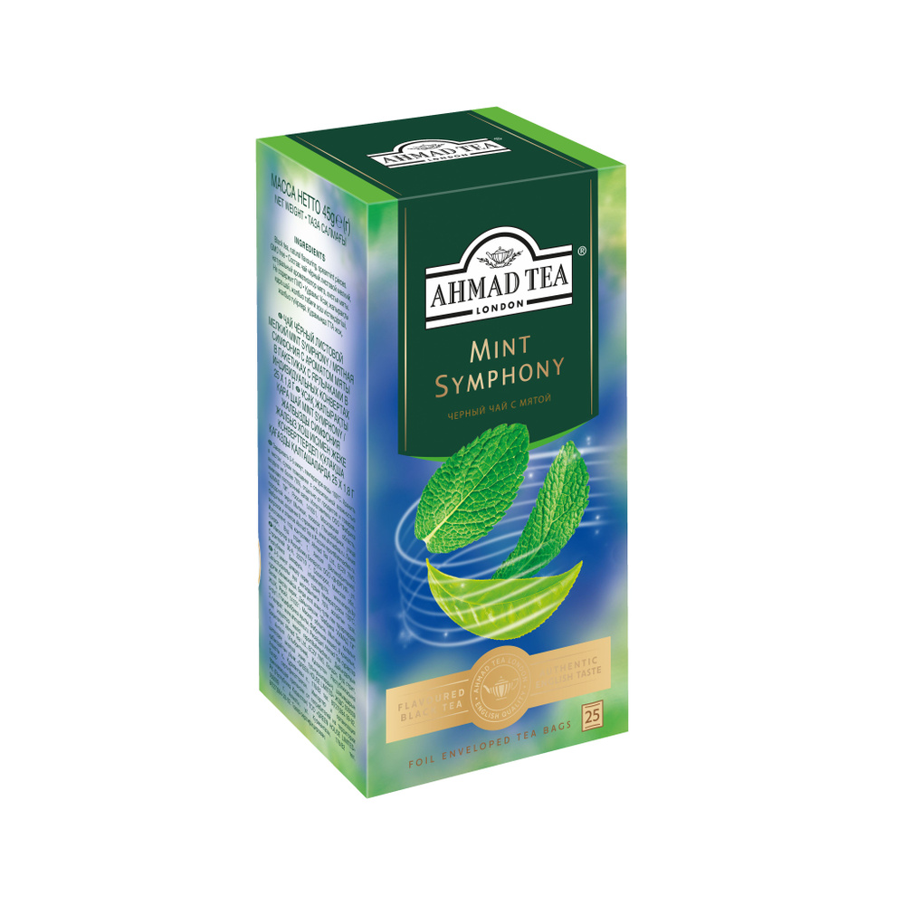 Чай в пакетиках чёрный c мятой Ahmad Tea Mint Symphony, 25х1,8г купить ...