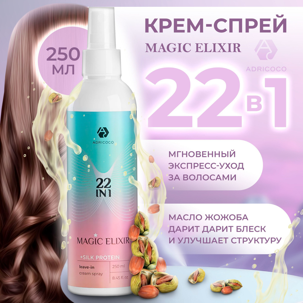 Крем спрей для волос профессиональный 22 в 1 ADRICOCO MAGIC ELIXIR, 250 мл