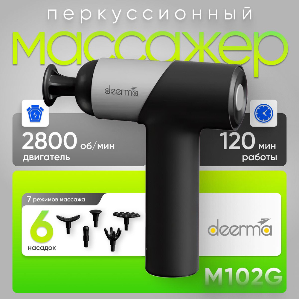 Перкуссионный массажный пистолет Xiaomi Deerma, массажер для тела DEM-M101G Black EU  #1