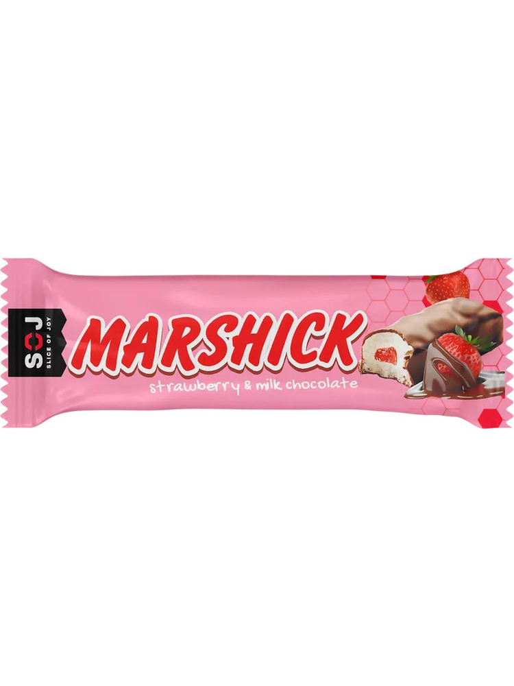 Батончик SOJ Marshmallow с клубничной начинкой в молочном купить на ...