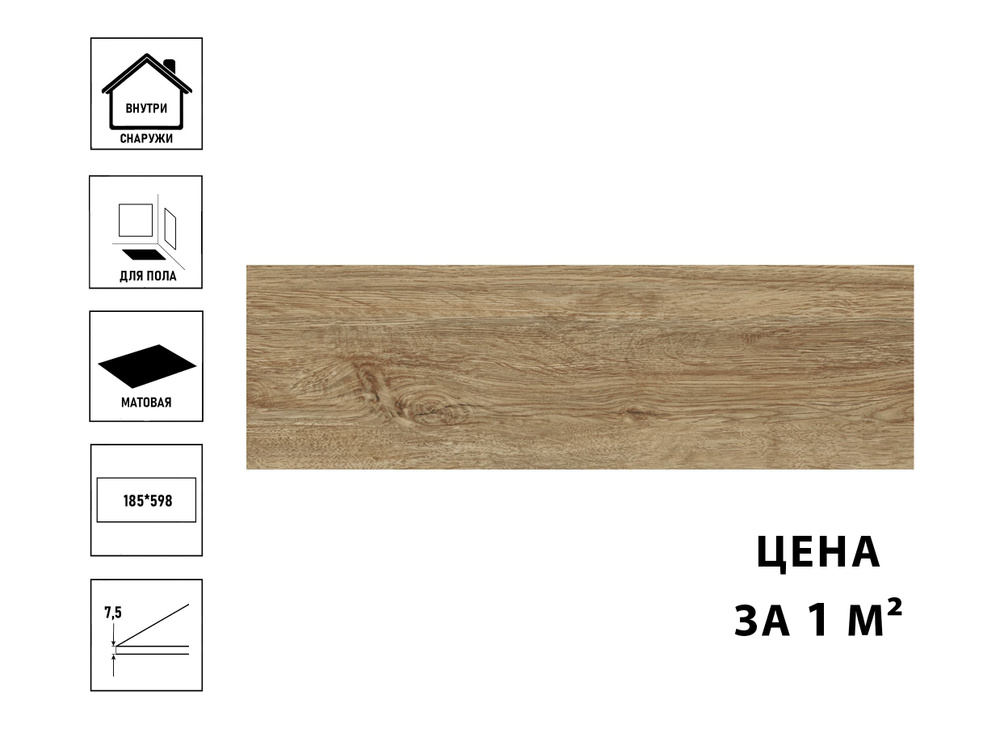 Керамогранит Cersanit Grace 18,5x59,8 бежевый рельеф (цена за 1 кв.м)  #1