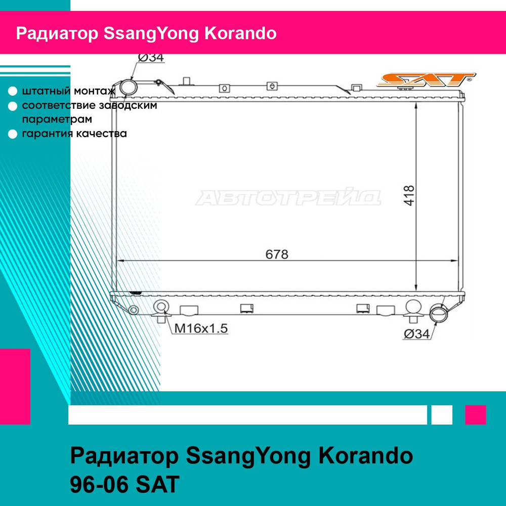 Радиатор SsangYong Korando 96-06 / Musso 93-05