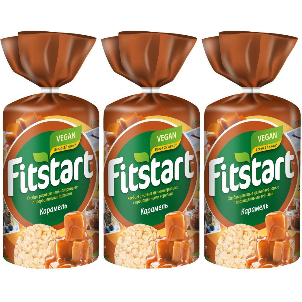 Хлебцы рисовые Fitstart Карамель с пророщенными зернами 100 г, набор: 3 штуки  #1