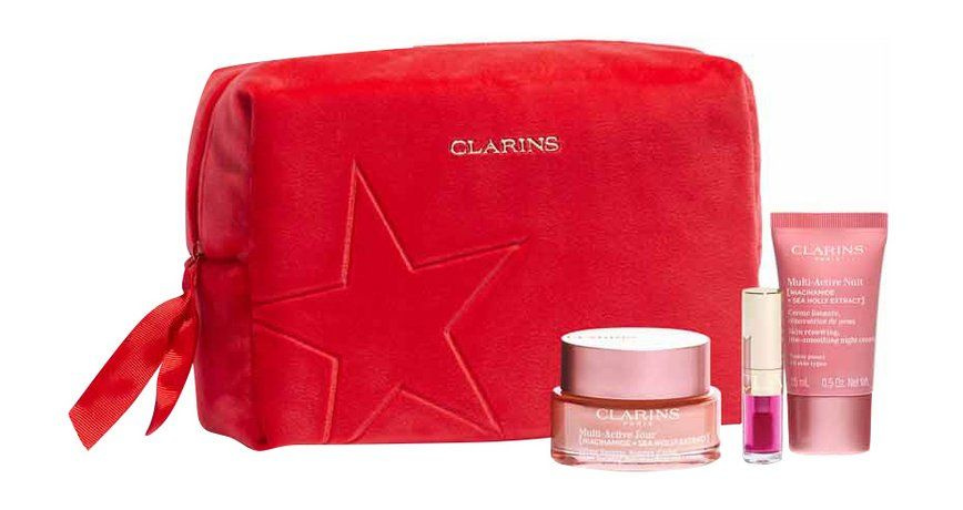 CLARINS Набор жен.(Крем дневной 50 мл + Крем ночной 15 мл + Масло-блеск для губ 1,4мл 04 + Cыворотка #1