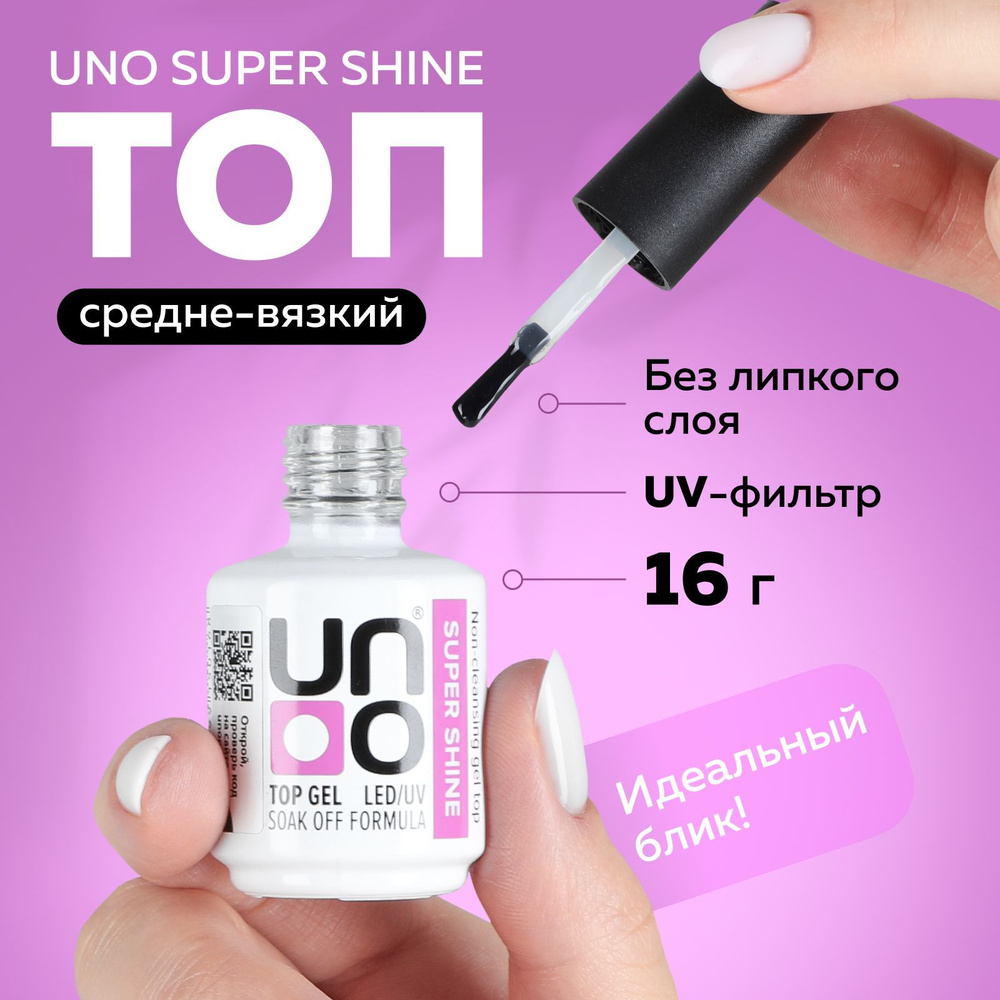 UNO, Топ без липкого слоя Super Shine, глянцевый закрепитель, 16 г  #1