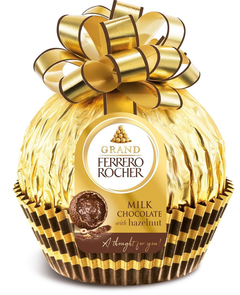 Конфеты Grand Ferrero Rocher хрустящие из молочного шоколада, 125 г, Польша  #1