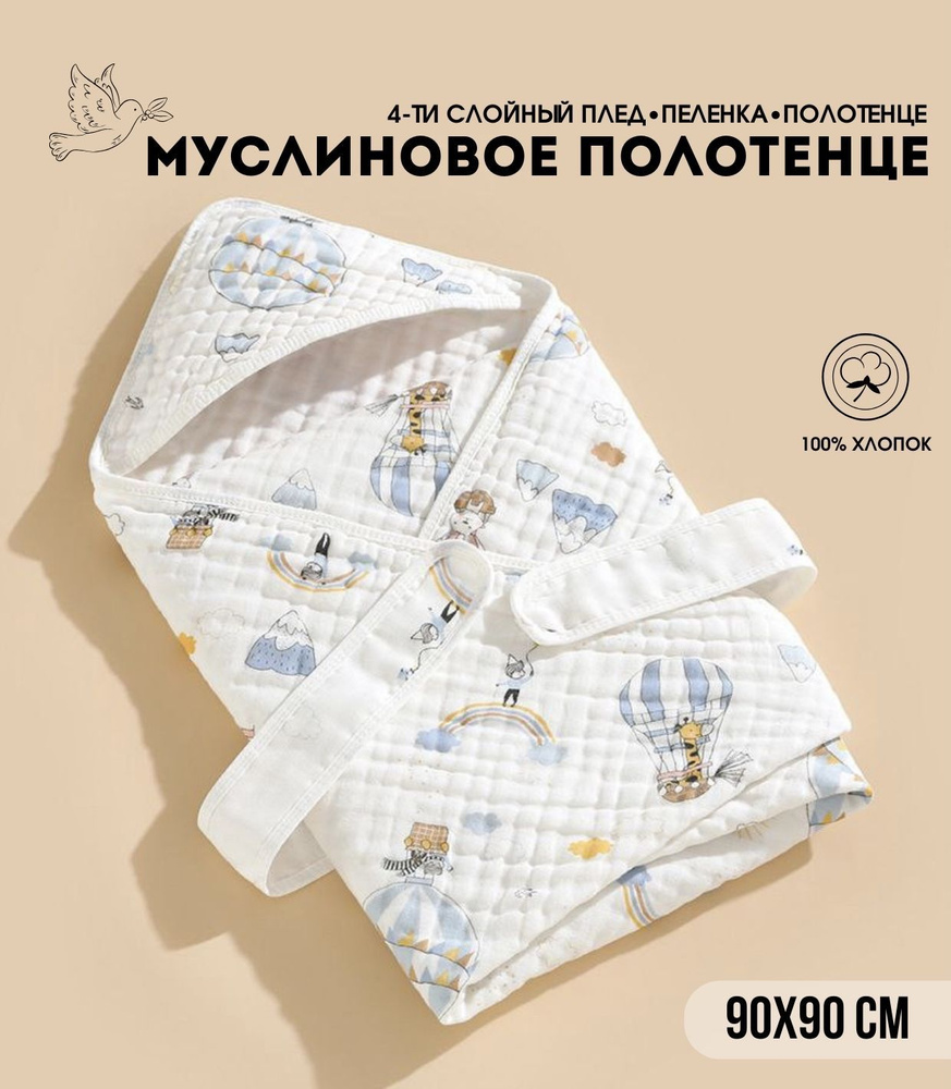 Полотенце детское с капюшоном уголком для новорожденных #1