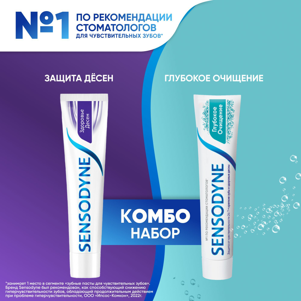 Зубная паста Sensodyne Глубокое очищение и Здоровье дёсен, 75 мл 2 шт  #1