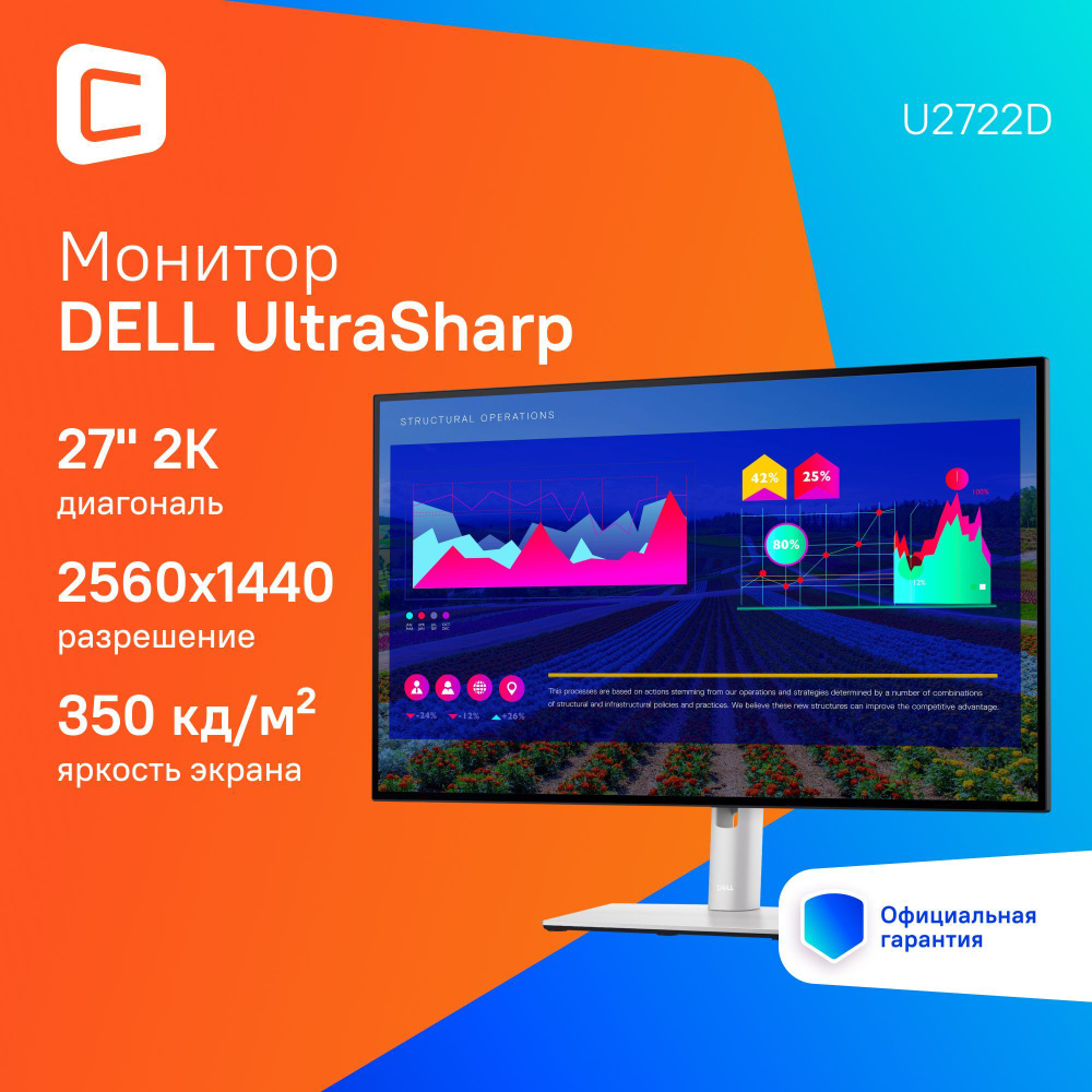 Dell 27" Монитор U2722D, черный #1