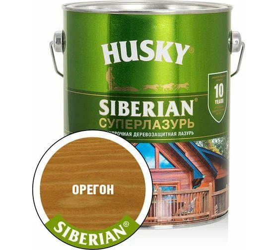 Суперлазурь для дерева HUSKY SIBERIAN цвет орегон 2.7 л #1