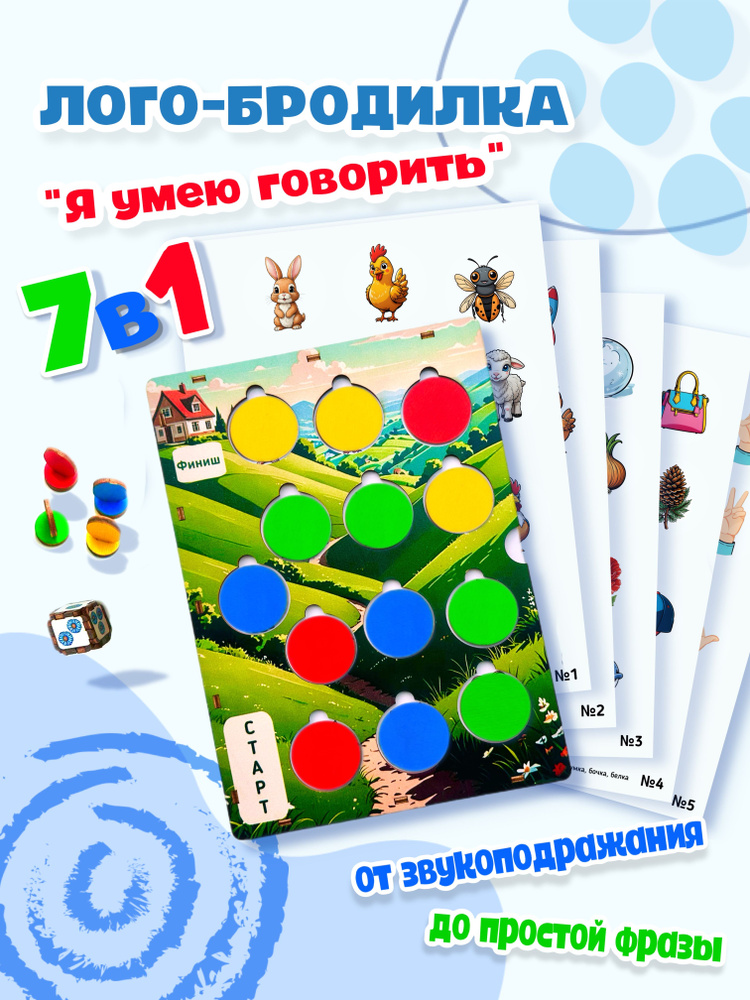 Лого-бродилка "Я умею говорить". Первая настольная игра. Запуск речи у детей. Звукоподражание и слоговая #1