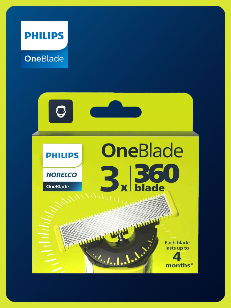 Cменные лезвия для триммера Philips Oneblade, 360 градусов, насадка для ...