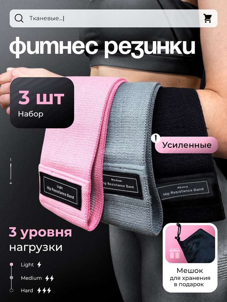 Фитнес резинки тканевые #1