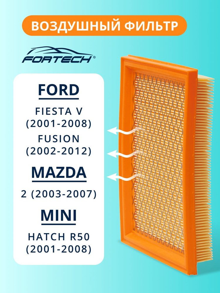 Фильтр воздушный Ford Fiesta, Fusion, Mazda 2, MINI HATCH R50 FORTECH FA-029 #1