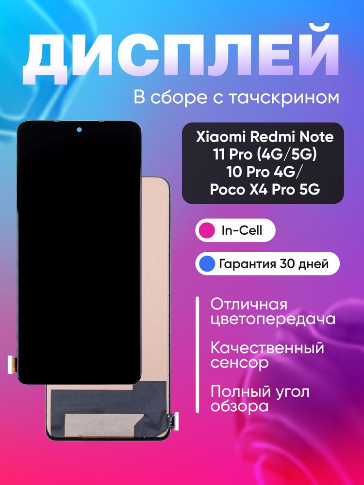 Дисплей для Xiaomi Redmi Note 11 Pro 4G/5G/10 Pro 4G/Poco X4 Pro 5G с тачскрином Черный - (In-Cell) #1