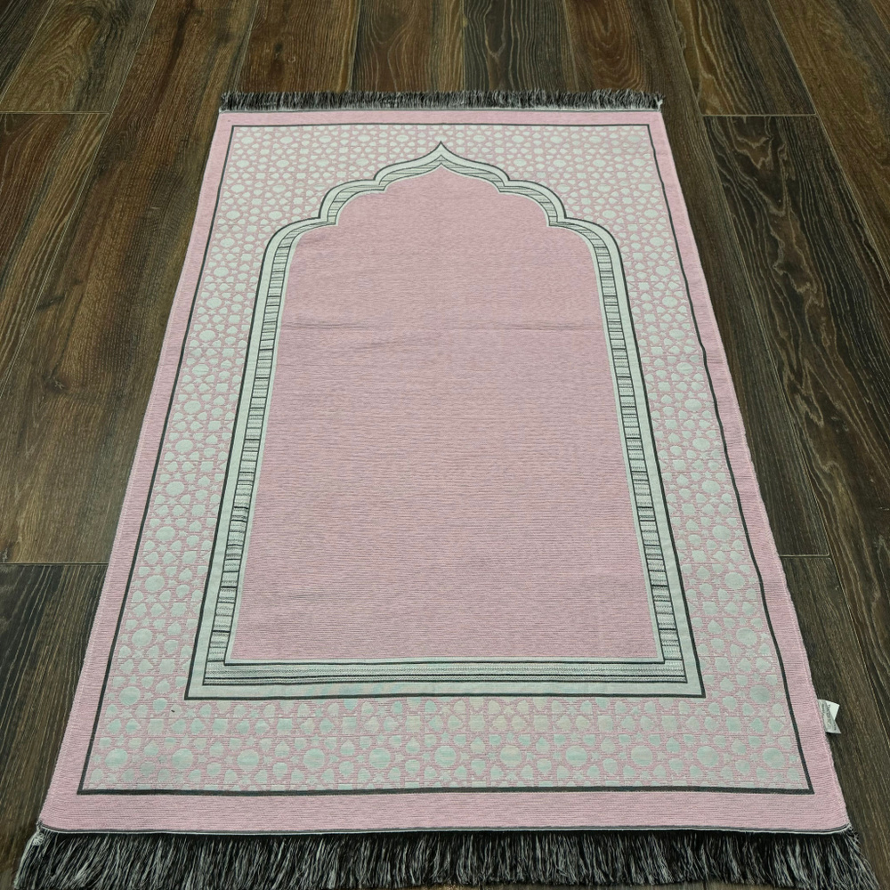 Коврик для Намаза (Намазлык, Джайнамаз), розовый, минарет #1