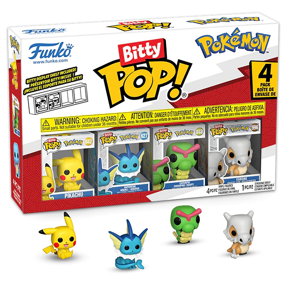 Pokemon - Pikachu, Vaporeon, Caterpie, & Cubone Bitty Pop! Vinyl Figure 4-Pack main image 0