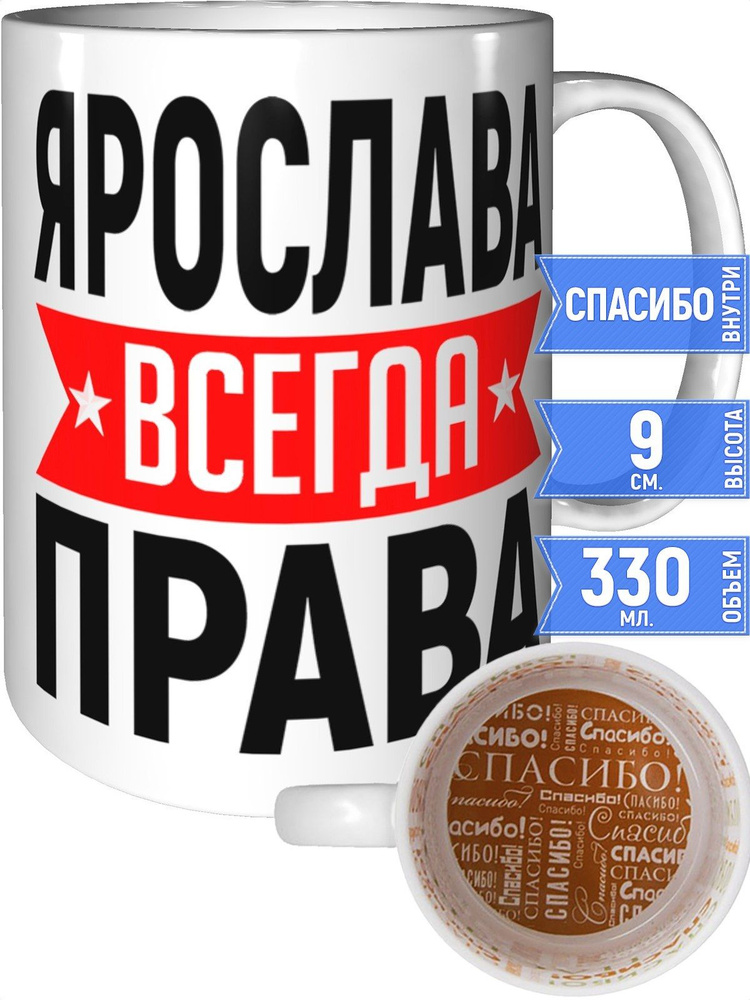 Кружка Ярослава всегда права - внутри спасибо #1