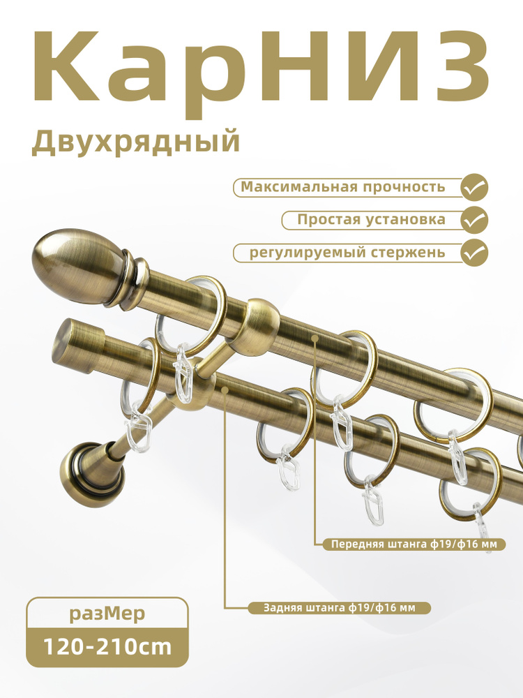 Карниз для штор для классических штор 2 ряда, 210 ОдаОкнам ...