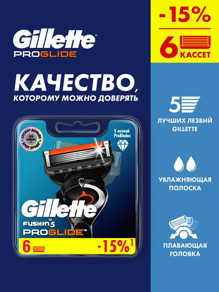 Сменные кассеты для бритья Gillette Fusion5 ProGlide, 6 шт #1