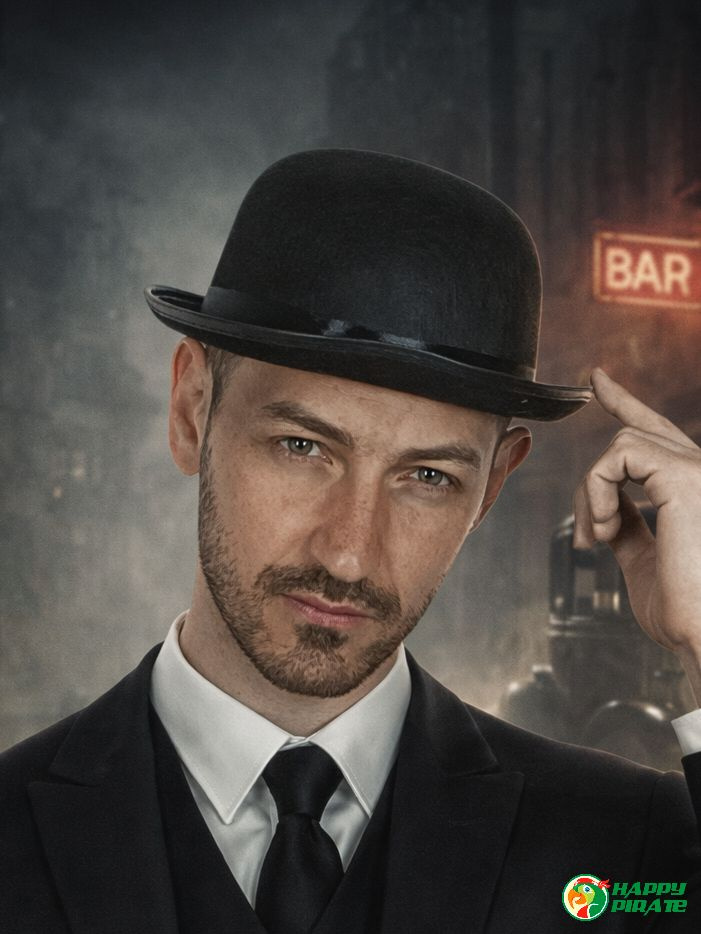 Шляпа "Котелок" гангстер черная фетровая карнавальная взрослая, размер 58 #1