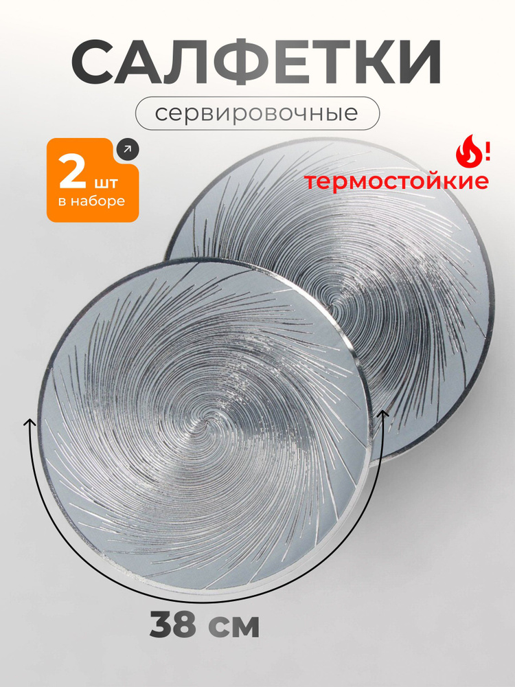 Салфетки сервировочные полимерные круглые 38 см 2 шт Y4-9579 #1
