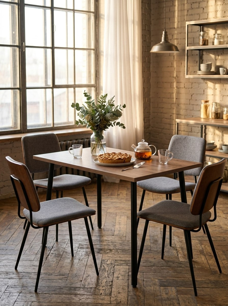 Стол обеденный Delight Dining, размер 90х60х75 см, цвет дуб табачный, цвет ножек черный #1