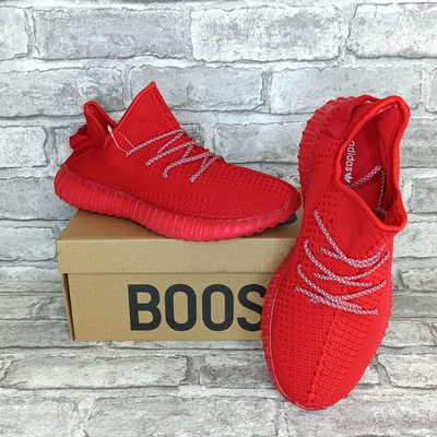 All red yeezy best sale