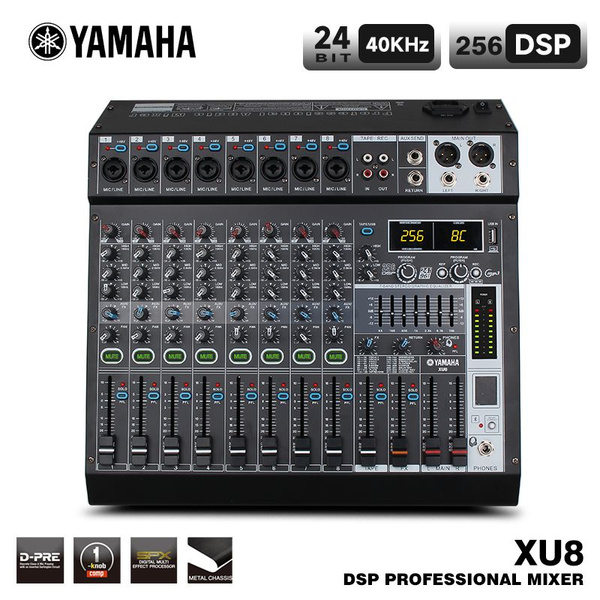 YAMAHA XU8 MIXER 8-канальный миксер с 256 эффектами реверберации DSP, 7 ...